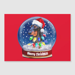 Carte Magnétique Joyeux saucisson chien éveillé de Noël
