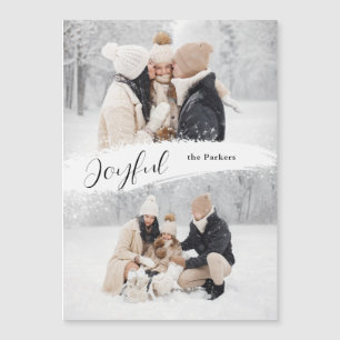 Carte Magnétique Joyeux Script avec Snowy Brushstroke 2 photo