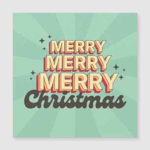 Carte Magnétique Joyeux style rétro de Noël texte super