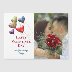 Carte Magnétique Joyeux Valentines Day Heart Balloons & Photo