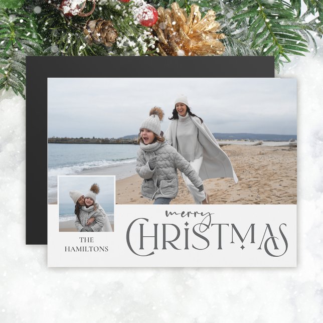 Carte Magnétique Joyeux voeux de Noël avec Insertion photo Argent (Créateur téléchargé)