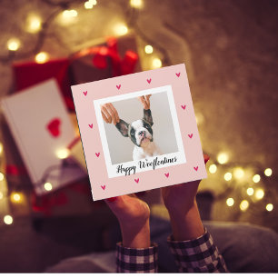 Carte Magnétique Joyeux Wooflentines Avec Photo Chien Rouge et ro