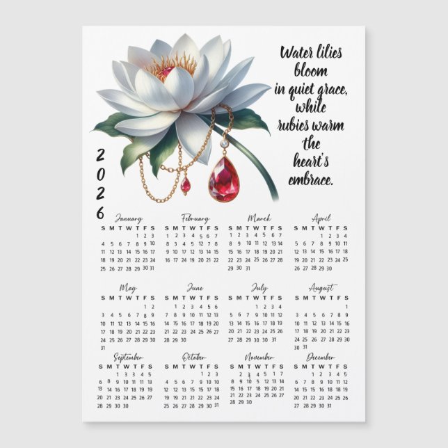 Carte Magnétique July Birth Flower & Stone Calendar (Devant)