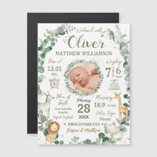 Carte Magnétique Jungle Animaux Bébé Naissance Statistiques Faire-p