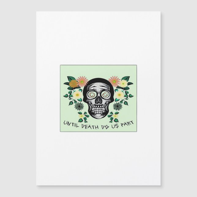 Carte Magnétique Jusqu'À La Mort Nous Part, Crâne Avec Fleurs Class (Devant)