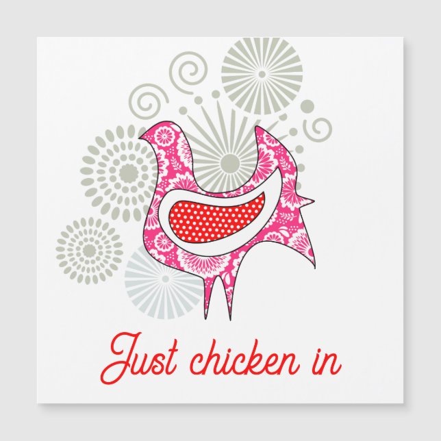 Carte Magnétique Juste du poulet dans le mignon rose rose rouge Vin (Devant)