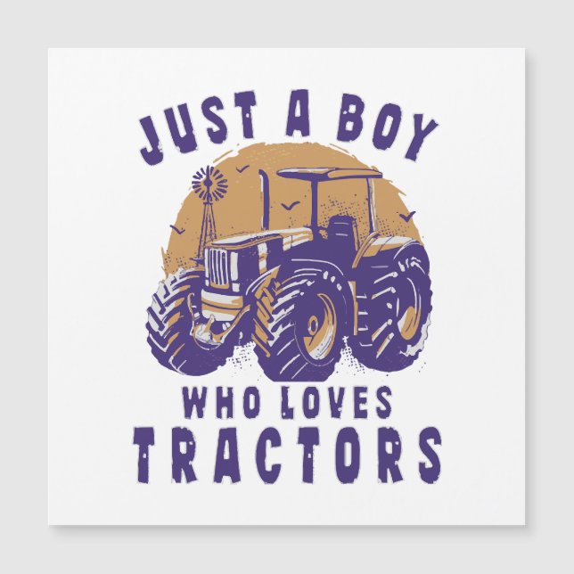 Carte Magnétique Juste Garçon Qui Aime Les Tracteurs Camions Agrico (Devant)