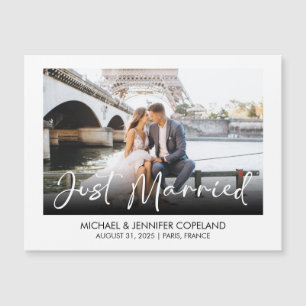 Carte Magnétique Juste marié Photographie de mariage élégante
