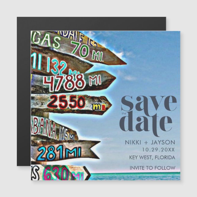 Carte Magnétique Key West Florida Destination Wedding Enregistrer l (Devant / Derrière)