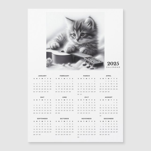 Carte Magnétique Kitten serré avec un calendrier magnétique de la g (Devant)