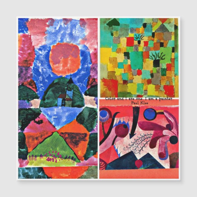Carte Magnétique Klee - collage coloré avec citation (Devant)