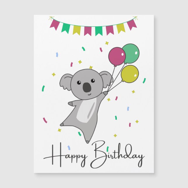 Carte Magnétique Koala Vous Souhaite Un Joyeux Anniversaire Koalas (Devant)