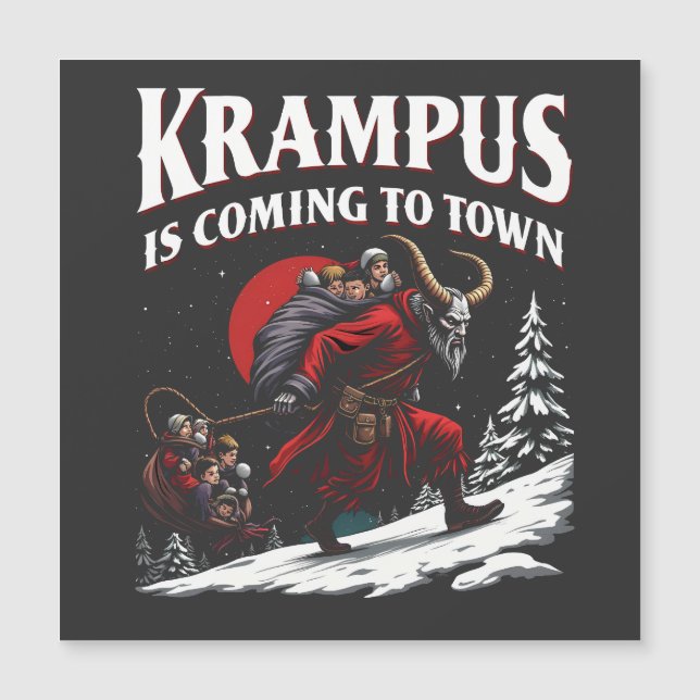 Carte Magnétique Krampus arrive en ville Krampus Noël  (Devant)