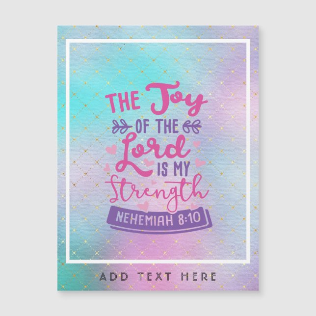 Carte Magnétique La Joie Du Seigneur Est Ma Force Personnalisée (Devant)