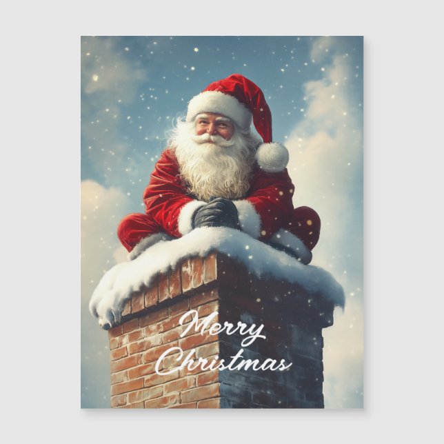Carte Magnétique La pause de la cheminée du Père Noël : Un sourire  (Devant)