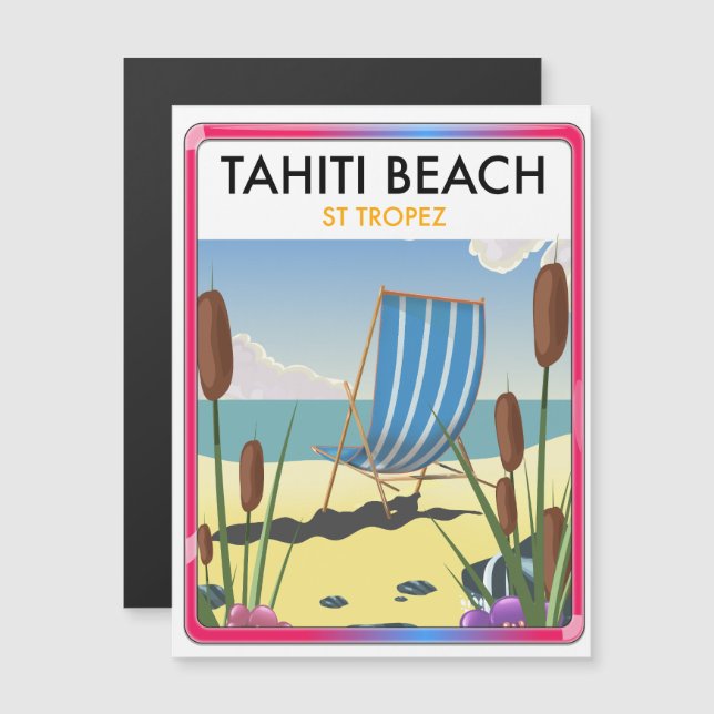 Carte Magnétique La plage de Tahiti st tropez (Devant / Derrière)