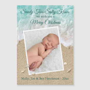 Carte Magnétique La turquoise Sandy botte le Joyeux Noël de baisers