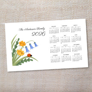 Carte Magnétique Ladybug Floral Botanical Bluebells Calendrier 2026
