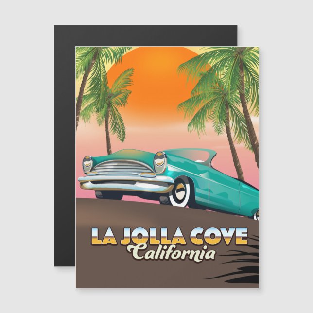 Carte Magnétique L'affiche de voyage de La Jolla Cove Californie (Devant / Derrière)