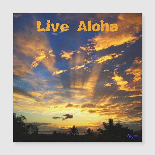 Carte Magnétique L'aimant, vivent Aloha, coucher du soleil, Maui (Devant)