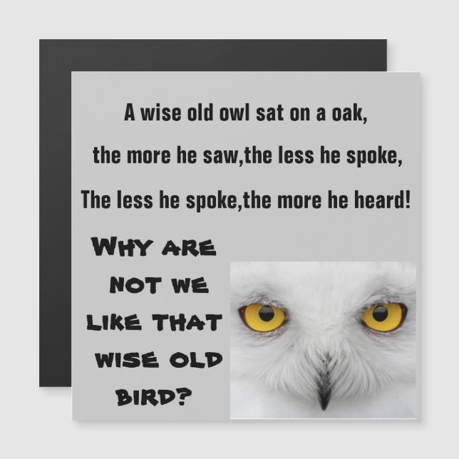 Carte Magnétique L'aimant WISE OLD OWL (Devant / Derrière)