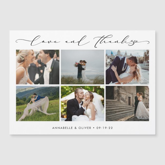 Carte Magnétique L'Amour Et Le Mariage De Collage De Photos Merci (Devant)