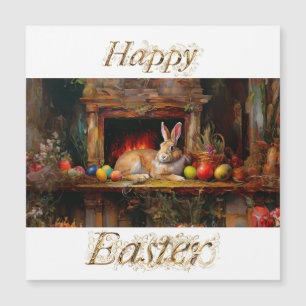 Carte Magnétique Lapin de Pâques avec oeufs de Pâques Joyeux Pâques