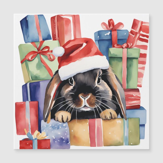 Carte Magnétique Lapin Lapin Lapin Lop Noël (Devant)