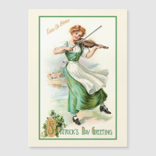 Carte Magnétique Lass irlandais vintage avec Fiddle