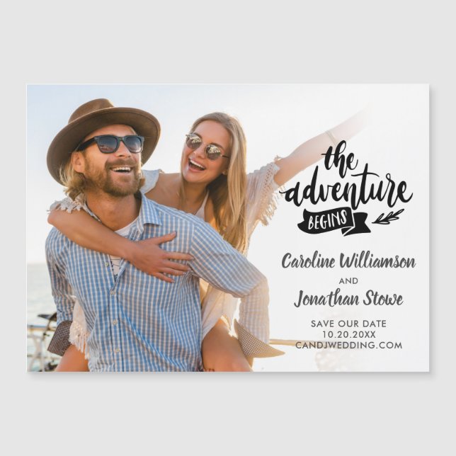 Carte Magnétique L'aventure commence à se marier Sauvez la photo de (Devant)
