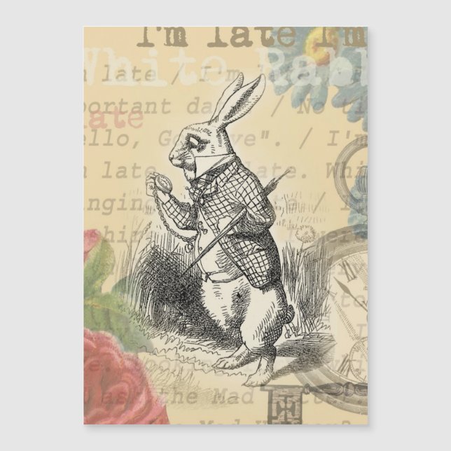 Carte Magnétique Le lapin blanc Alice au pays des merveilles (Devant)