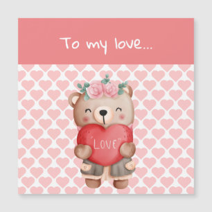 Carte Magnétique Le mignon ours en peluche de Valentine envoie un c