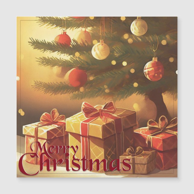 Carte Magnétique Le Motif de Noël, avec des présents sous l'arbre d (Devant)