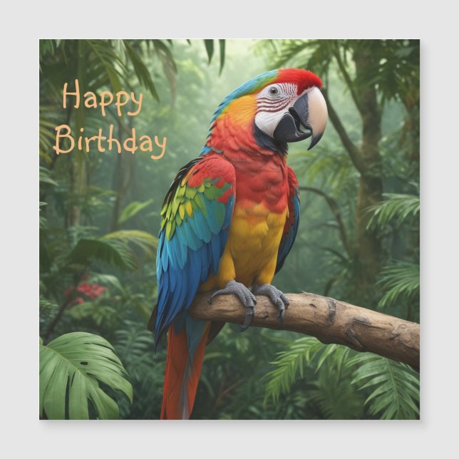 Carte Magnétique Le perroquet de Macaw dans la jungle (Devant)