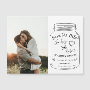 Carte Magnétique Le rustique Mason Jar sauve la date avec la photo