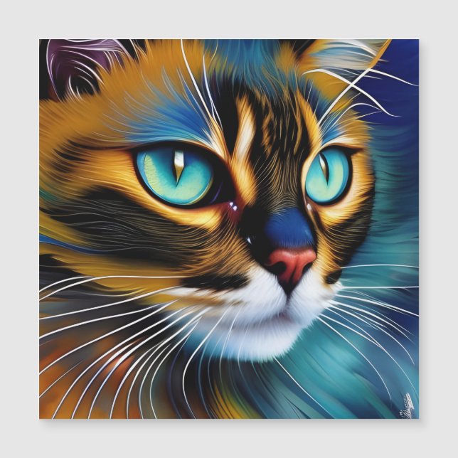 Carte Magnétique Le visage d'un mignon Lynx pointe Siamese (Devant)