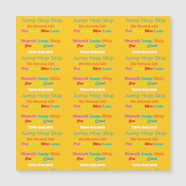 Carte Magnétique Leap Hop Skip Lean Text Design couleurs mélangées (Devant)