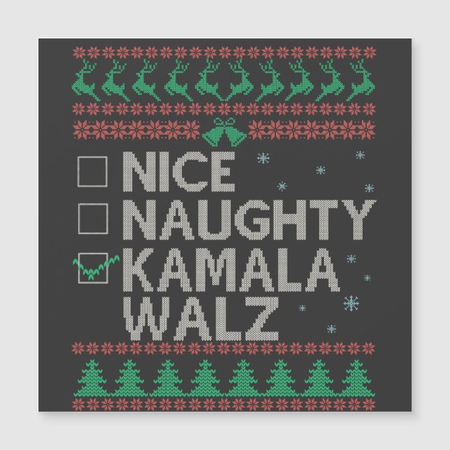 Carte Magnétique L'élection du pull de Noël moche de Kamala Harris (Devant)