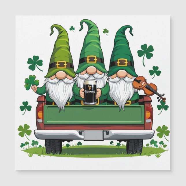Carte Magnétique Leprechaun Shamrock musique irlandaise  (Devant)