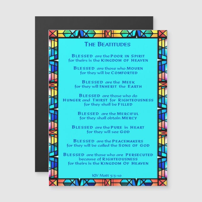 Carte Magnétique Les Béatitudes du Sermon de Jésus sur le Mont (Devant / Derrière)