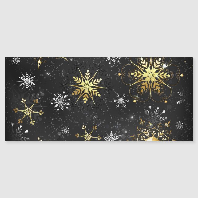 Carte Magnétique Les flocons dorés de Noël sur l'Arrière - plan noi (Devant)