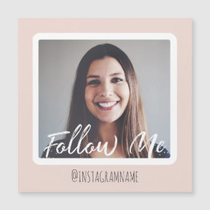 Carte Magnétique Les médias sociaux roses modernes me suivent