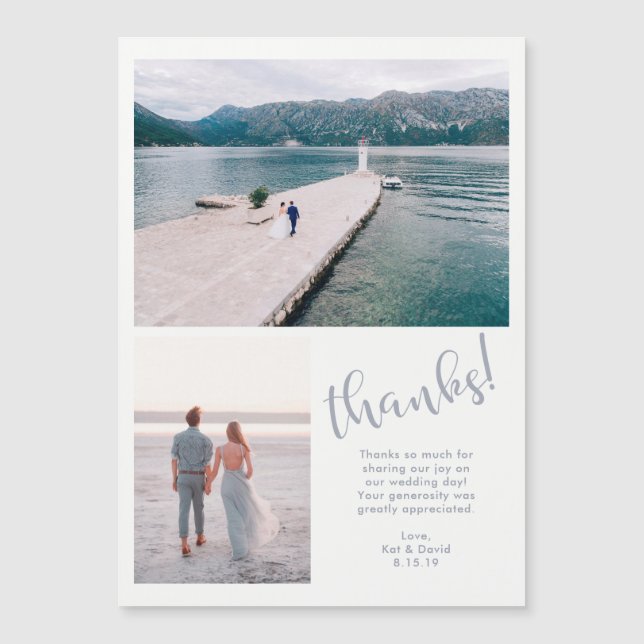 Carte Magnétique Les mers tranquilles | Deux Mariage photo Merci (Devant)