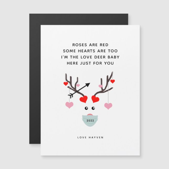 Carte Magnétique Les Roses amusants sont des Valentines de Poème Ro (Devant / Derrière)