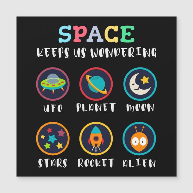 Carte Magnétique L'espace nous fait nous poser des questions (Devant)