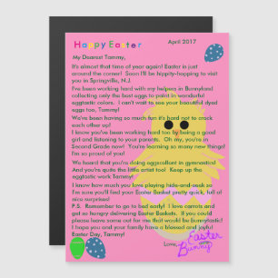 Carte Magnétique Lettre de Bunny Pâques Pink Yellow Chick Egg