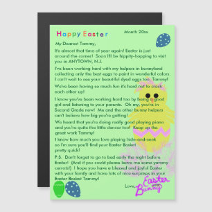Carte Magnétique Lettre du lapin de Pâques Œuf de Poussin Jaune Ros