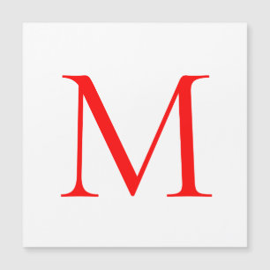 Carte Magnétique Lettre initiale rouge blanc monogrammed profession