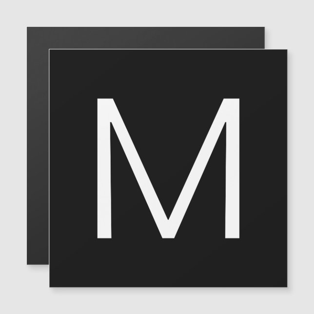 Carte Magnétique Lettre minimaliste moderne noire et blanche (Devant / Derrière)