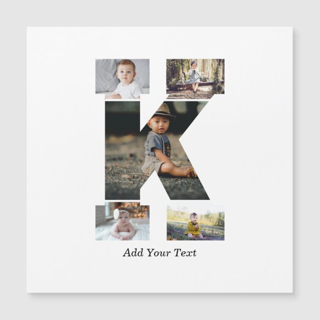 Carte Magnétique Lettre noire et blanche K - Collage photo (Devant)